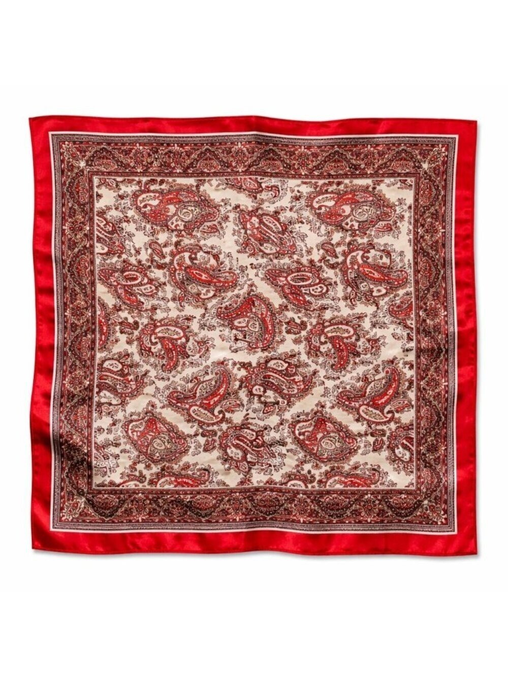 Red Paisley Wild Rag Scarf Satin Bandana Square Neck Scarf
